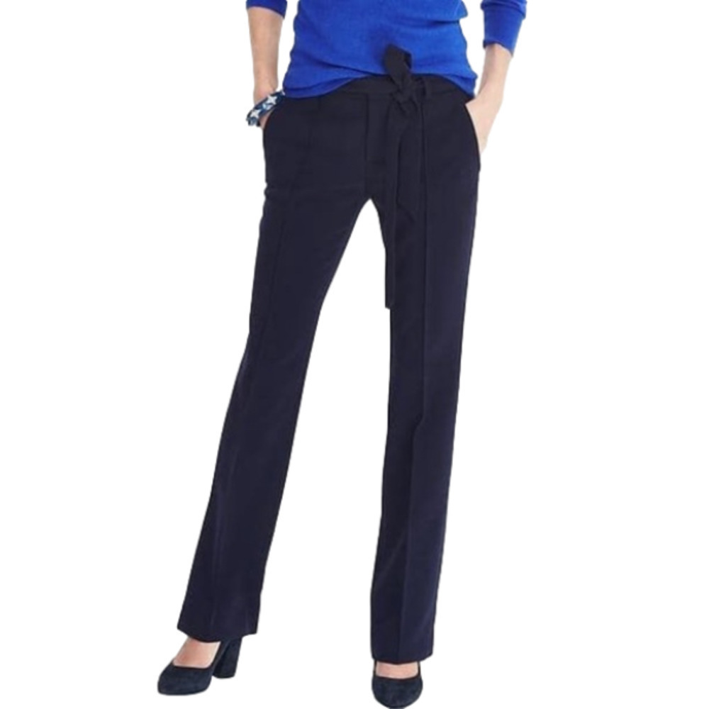 Banana Republic Navy Straight-Leg Tie-Waist Pants